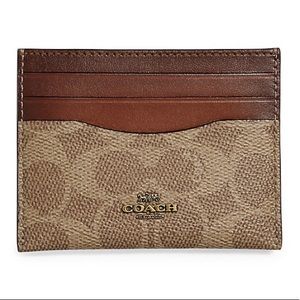 NWT Coach Signature Canvas Leather Card Case